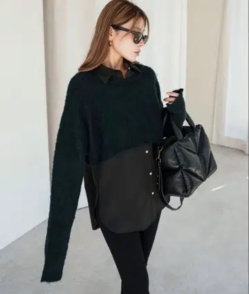 Glam Lips 울 니트 레이어드 셔츠