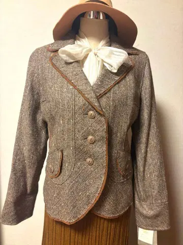 쇼와 레트로 데드스탁 브라운 더블 브레스트 자켓 빅 사이즈 택 포함