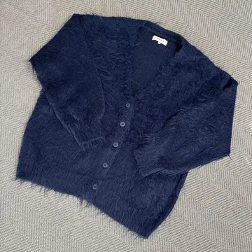 새상품급 MONO-MART 샤기 니트 가디건 네이비