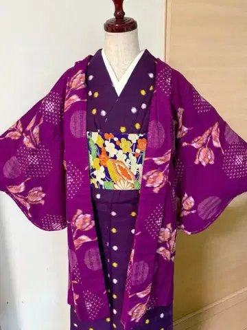 쇼와 레트로 니코니코 무늬 겉옷 튤립 패턴