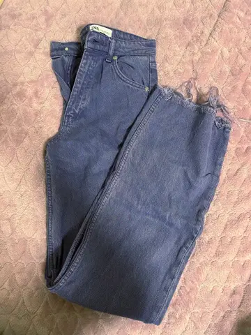 ZARA 퍼플 프린지 헴 데님 팬츠