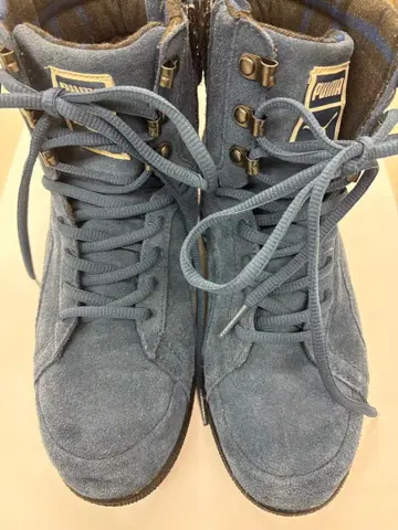 새상품급 PUMA 스웨이드 하이컷 스니커즈 파랑 24cm 푸마