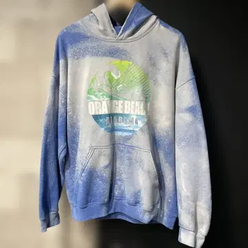 USA 구제 의류 블리치 프린트 후드티 XL