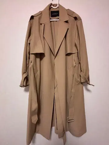 그린 라벨 베이지 트렌치코트 벨트 포함