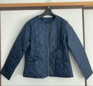 [ 미사용 새상품 ] 네이비 퀼팅 노카라 자켓 여성용 얇은 소재