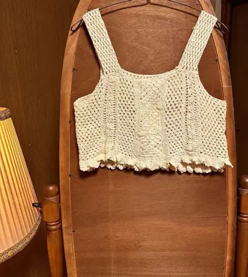 70s 유럽 앤티크 빈티지 레이스 니트 뷔스티에 니트 베스트