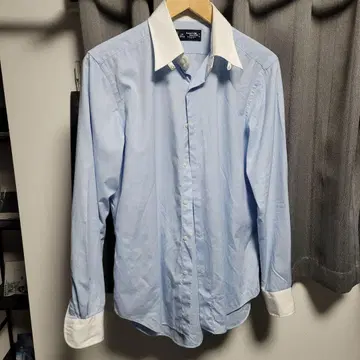 가마쿠라 셔츠 긴팔 셔츠 39 - 87 색스 블루 클레릭 탭 칼라