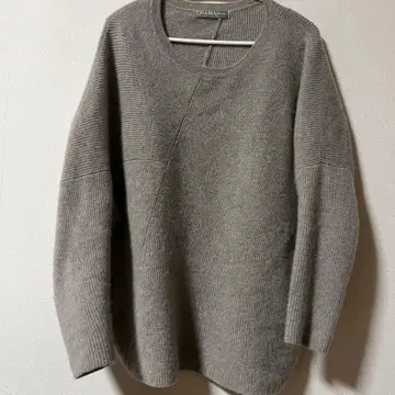 DAMA 비대칭 그레이 긴팔 니트 캐시미어 100%