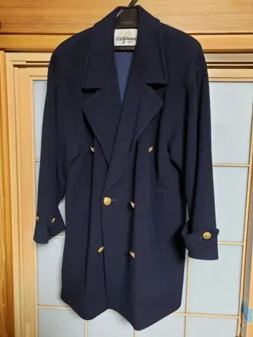 cojana 네이비 더블 브레스트 피 코트