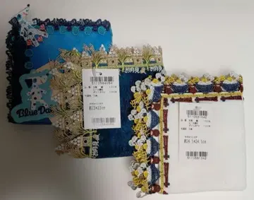 치카자와 레이스 타월 손수건 3개 세트 계란간장밥 달맞이 토끼 블루달