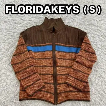 [플로리다 키즈] 빈티지 집업 블루종 보더 니트 자켓