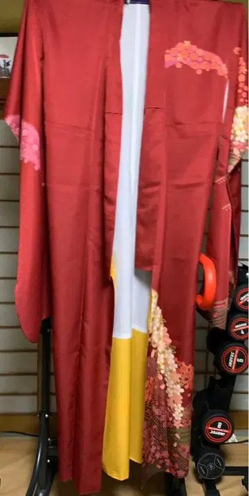 벚꽃 꽃무늬 빨간색 후리소데