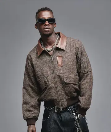 트위드 봄버 자켓 가죽 옷깃