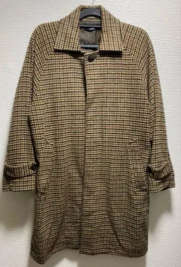 Beno 울 샤기 브리티시 체크 오버 롱 스텐칼라 코트