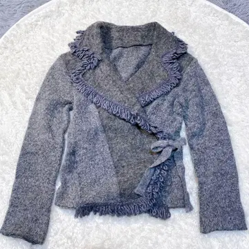 이탈리아제 수입 재킷 니트 그레이 테일러 칼라 F 모헤어 혼방