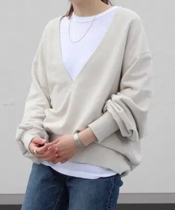 더신존 V넥 맨투맨 풀오버