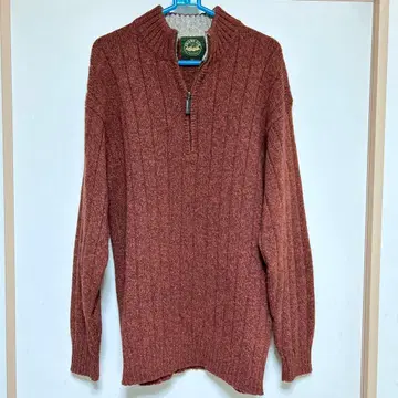 GRAND AIR 남성용 니트 하프 지퍼 울 100%