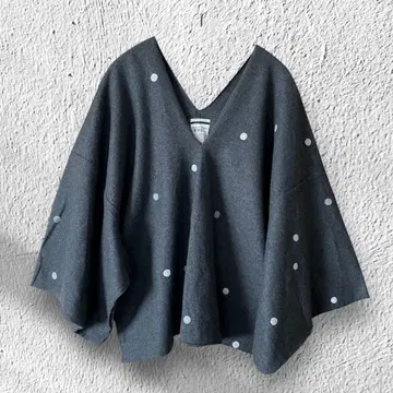 SOU SOU 상의 기모노 슬리브 도트 무늬 울 100%