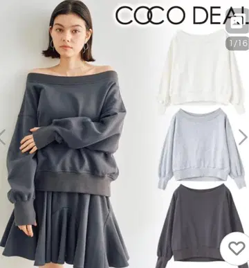 COCODEAL 코코딜 쭈리 오프숄더 오버 사이즈 상의 그레이