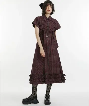 개더 리본 셔츠 원피스 jouetie 빨간색