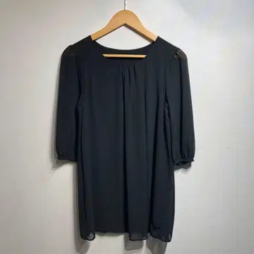 7부 소매 블라우스 블랙