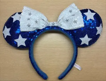 디즈니 머리띠 파랑 미니 리본 반짝반짝