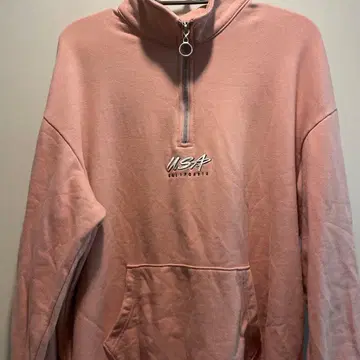 WHO.A.U 핑크 집업 맨투맨 M 하프 지퍼