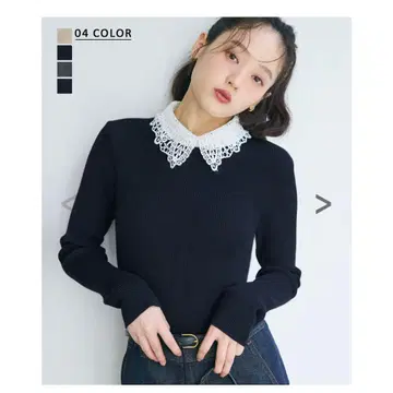 2TYPE 카라 부착 리브 니트