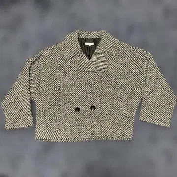 MOUSSY 화이트 블랙 트위드 더블 브레스트 자켓 사이즈 2