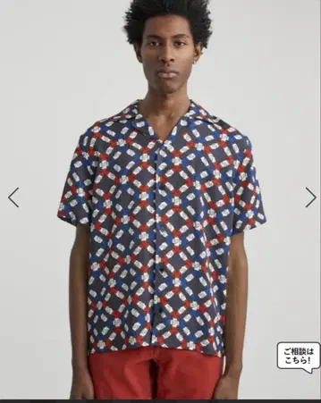 Saturdays NYC 핸드셰이크 반팔 셔츠 알로하 셔츠 오픈 카라 M