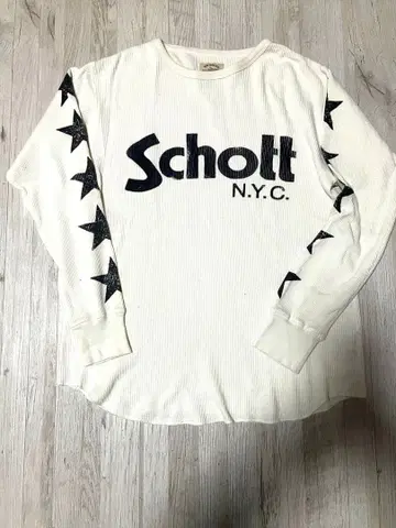 Schott 화이트 별 패턴 롱 슬리브 티셔츠 써멀