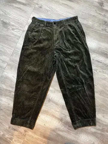 빔즈 플러스 2 플리츠 코듀로이 팬츠 트라우저 다크 그린