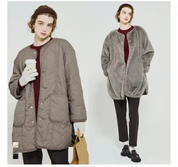 [ coca ] 새상품! 워셔블 리버서블 퍼 퀼팅 미들 코트