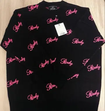 Rady 로고 자수 올 패턴 니트 블랙 핑크