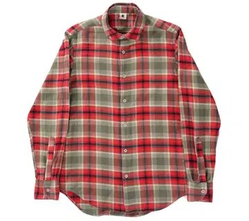 이탈리아제 ADAM KIMMEL 체크 무늬 플란넬 셔츠 턱 스트랩