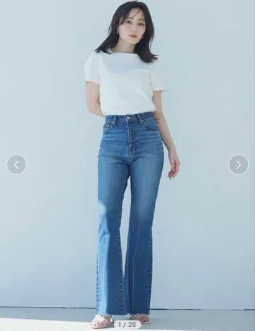 품절 모델 anuans 세미 플레어 데님 블루 사이즈 0