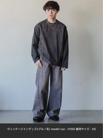 커브드 플레어 데님 슬랙스