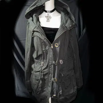 헤이세이 갸루 Y2K 그런지 다크 코어 코트 자켓 헤이세이 초기