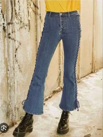 jouetie 사이드 레이스업 핏 데님