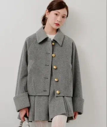 [snidel] 스텐칼라 메탈 버튼 자켓 그레이