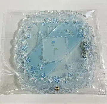 Fukuya 클래식 레이스 아크릴 프레임 라이트 블루 코스터 사이즈
