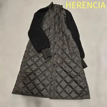 [택 포함] HERENCIA 다운 코트 니트 도킹 이소재