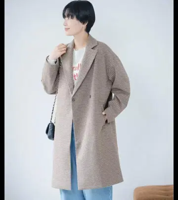 체스터 체크 코트 LEPSIM 브라운 FREE TALL