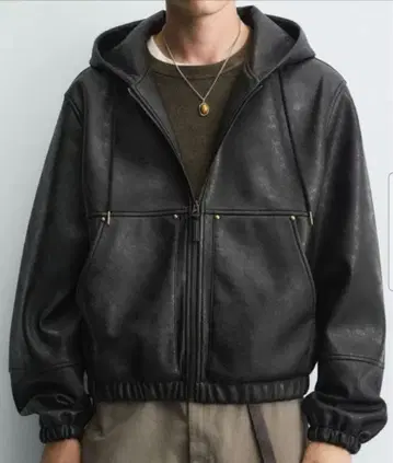 신상 시착 정도 zara (자라) 인조 가죽 후디드 자켓