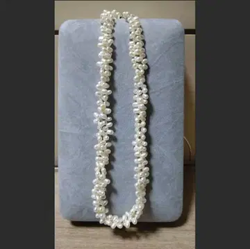 담수 진주 (라이스 약 6mm) 2줄 트위스트 디자인 목걸이