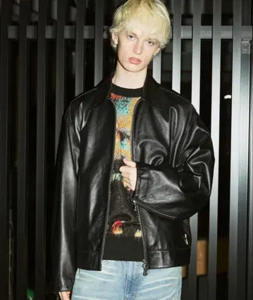 maison special 25AW 시어링 레더 싱글 자켓