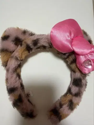 레오파드 무늬 리본 포함 머리띠