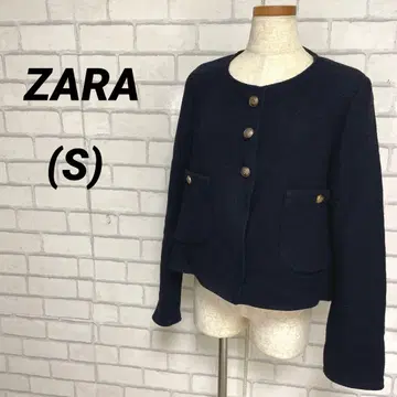 ZARA 자라 노카라 트위드 자켓 골드 버튼 네이비 포멀