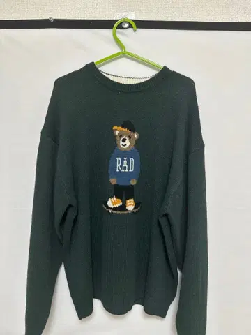 애니멀 자카드 니트 풀오버 M 사이즈 다크 그린