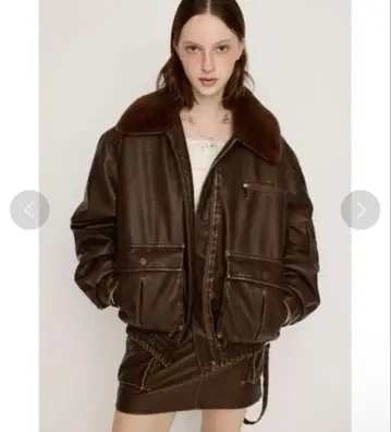 SLY 블루종 브라운 자켓 가죽